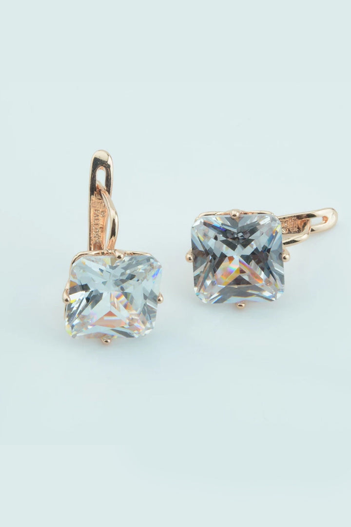 Drop Earrings Rose Gold Halo Rhinestone Crystal, Available in Sapphire Blue, Emerald Green, Lilac Purple & Crystal (48 Hour Dispatch)