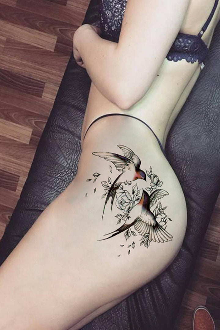 Bird, Butterfly & Floral Temporary Tattoo Pack, Available in Black and Multi-Color Design  (48 Hour Dispatch)