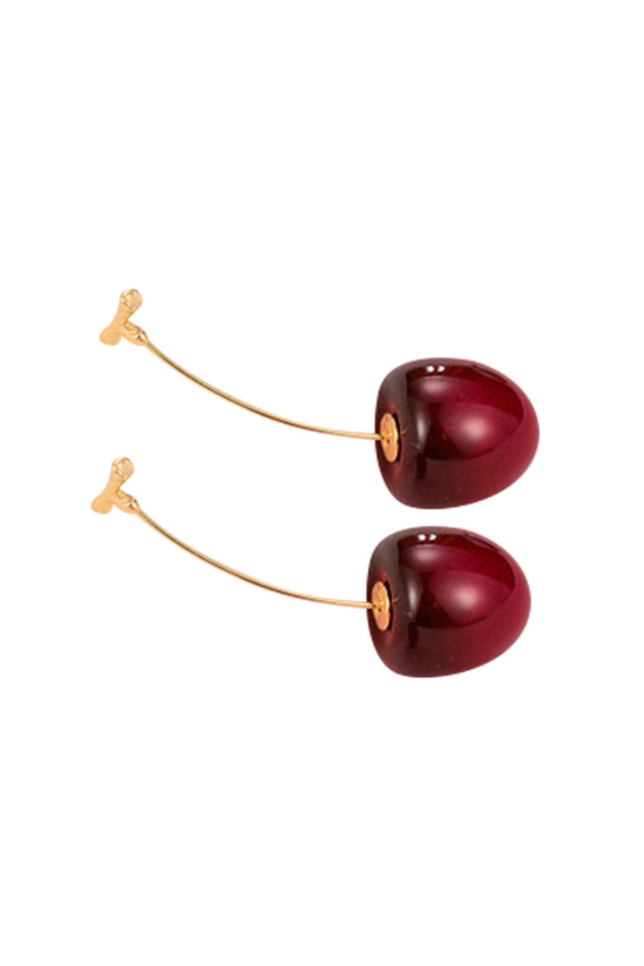 Cherry Rhinestone Crystal Rose Gold Drop Earrings, Pink & Red Fruit Shaped Earrings (48 Hour Dispatch)