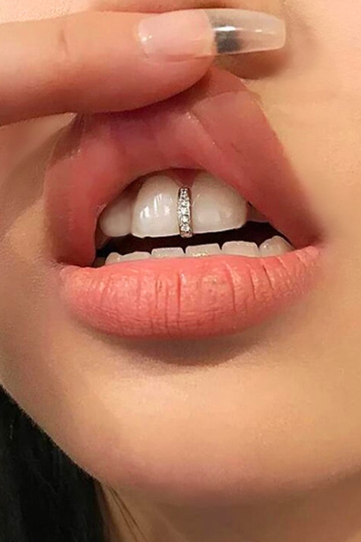 Rhinestone Crystal Gap Filler Inlay Tooth Grill, Iced Metal Teeth Grillz, Available in Silver, Rose Gold & Black (48 Hour Dispatch)