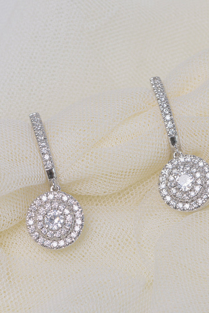 Zirconia Silver Halo Lab Drop Earrings, Crystal Studded Earrings (48 Hour Dispatch)