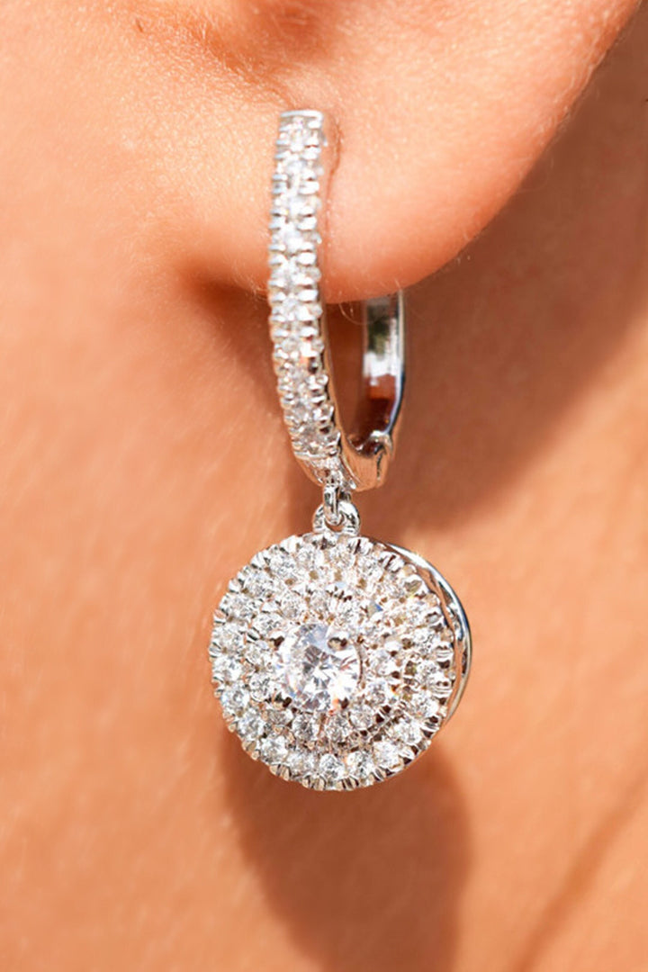 Zirconia Silver Halo Lab Drop Earrings, Crystal Studded Earrings (48 Hour Dispatch)