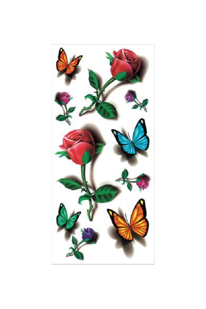 Tattoo Y2K Butterfly & Flower Semi Permanent Temporary Tattoo Sets, Bold Minimalistic Semi Permanent Tattoo, Multicolor Tattoo Design