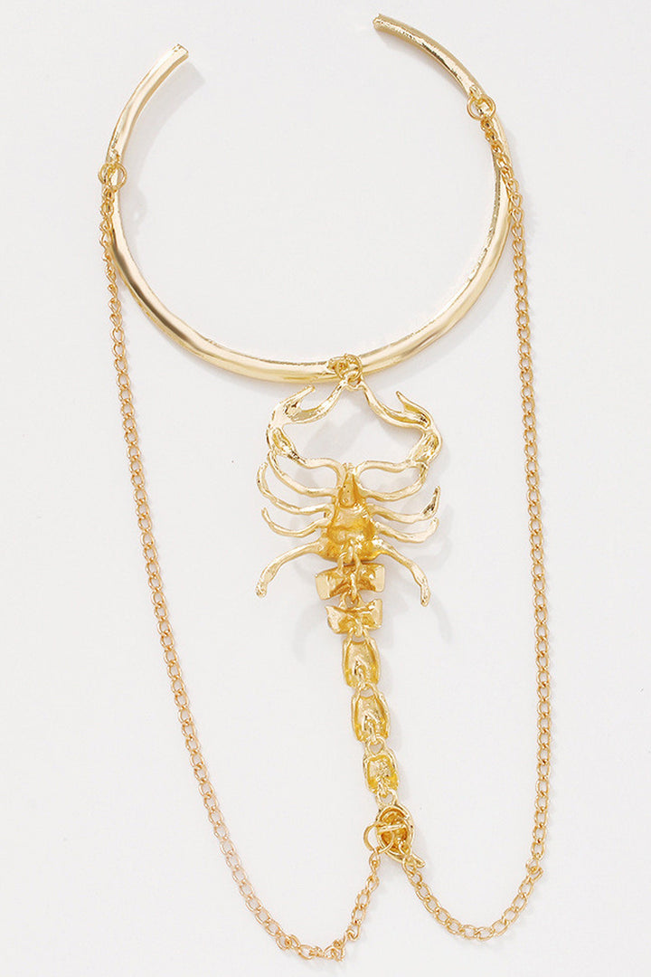 Gold Crystal Rhinestone Scorpion Pendant Charm Upper Arm Bracelet, Y2K Festival Bracelets Arm Cuff Body Jewellery Chain  (48 Hour Dispatch)