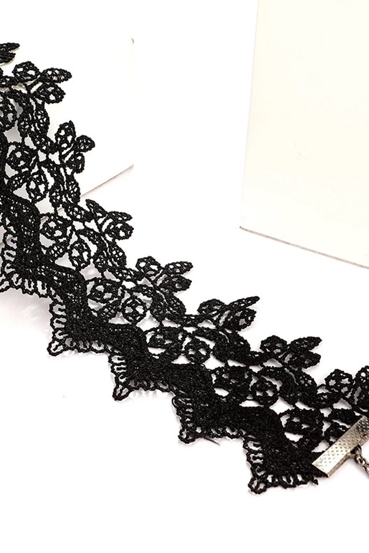 Black Gothic Intricate Lace Detail Choker, Flower Decor Choker Necklace  (48 Hour Dispatch)