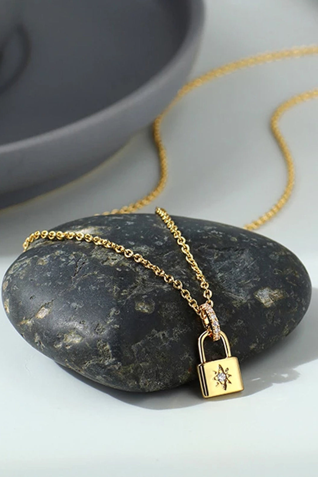 Cubic Zirconia Decor Locket Pendant Necklace, Minimalistic Charm Necklace, Available in Gold & Silver (48 Hour Dispatch)