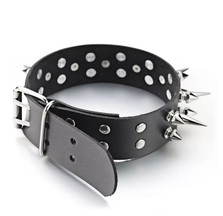 Punk Spike Rivets Stud Choker Necklace PU Leather Rock Gothic Chokers Collar Goth Harajuku Anime Girl Sexy Jewellery Gothic Accessories (48 Hour Dispatch)