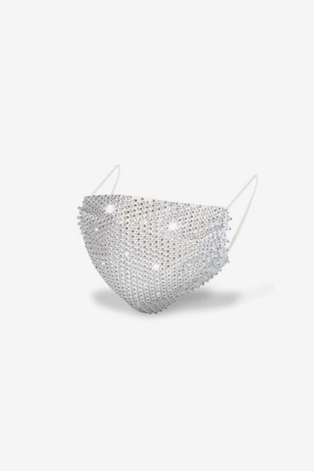Silver Crystal Rhinestone Embellished White Face Mask, Washable Reusable Face Mask (48 Hour Dispatch)