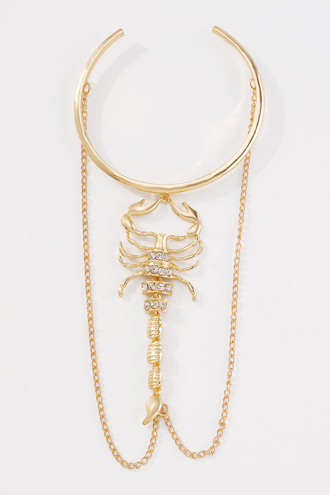 Gold Crystal Rhinestone Scorpion Pendant Charm Upper Arm Bracelet, Y2K Festival Bracelets Arm Cuff Body Jewellery Chain  (48 Hour Dispatch)