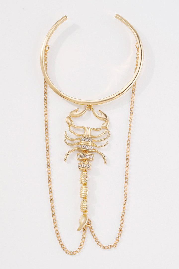 Gold Crystal Rhinestone Scorpion Pendant Charm Upper Arm Bracelet, Y2K Festival Bracelets Arm Cuff Body Jewellery Chain  (48 Hour Dispatch)