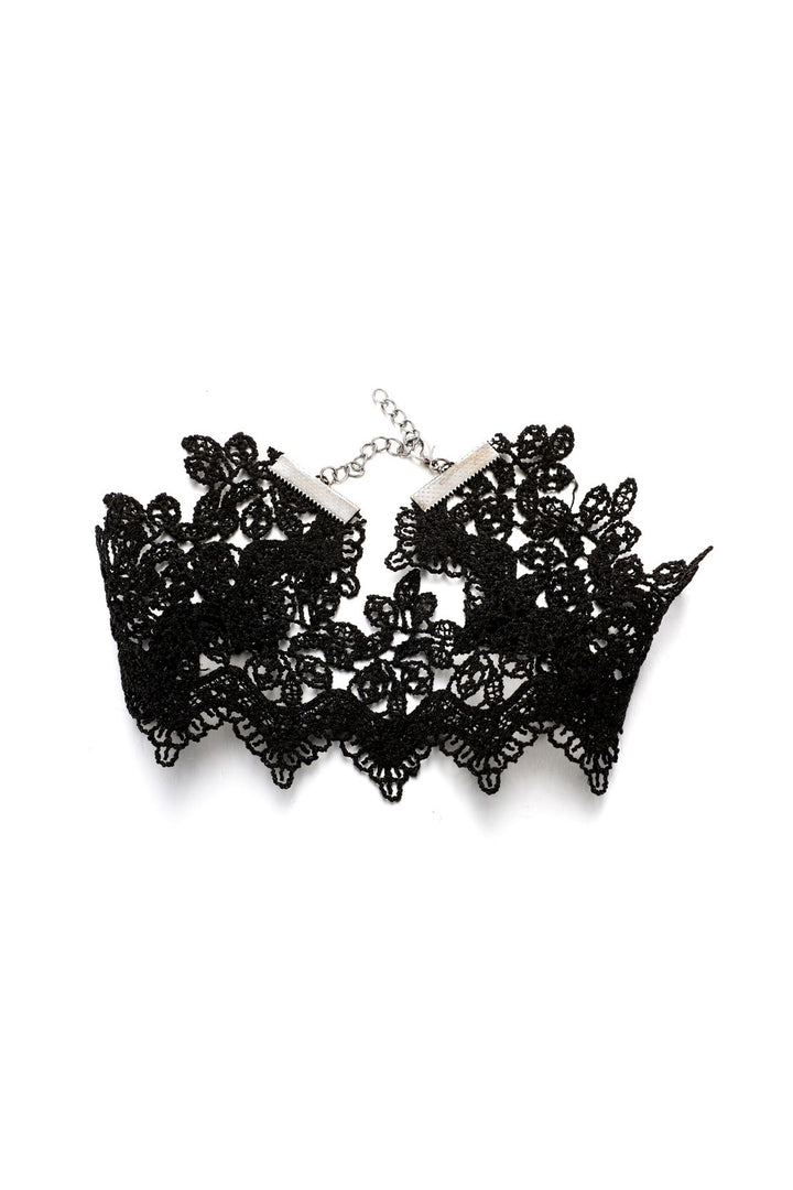 Black Gothic Intricate Lace Detail Choker, Flower Decor Choker Necklace  (48 Hour Dispatch)