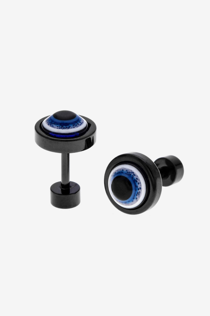 Blue Evil Eye Resin Screw Stud Earrings, Available in Silver, Gold & Black (48 Hour Dispatch)