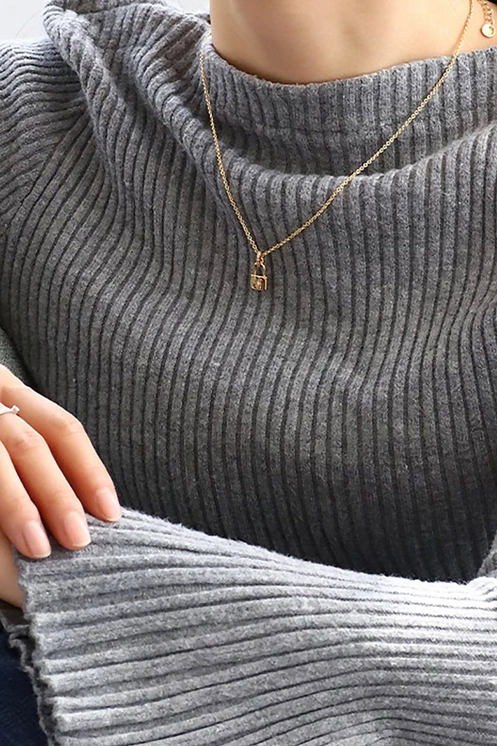 Cubic Zirconia Decor Locket Pendant Necklace, Minimalistic Charm Necklace, Available in Gold & Silver (48 Hour Dispatch)