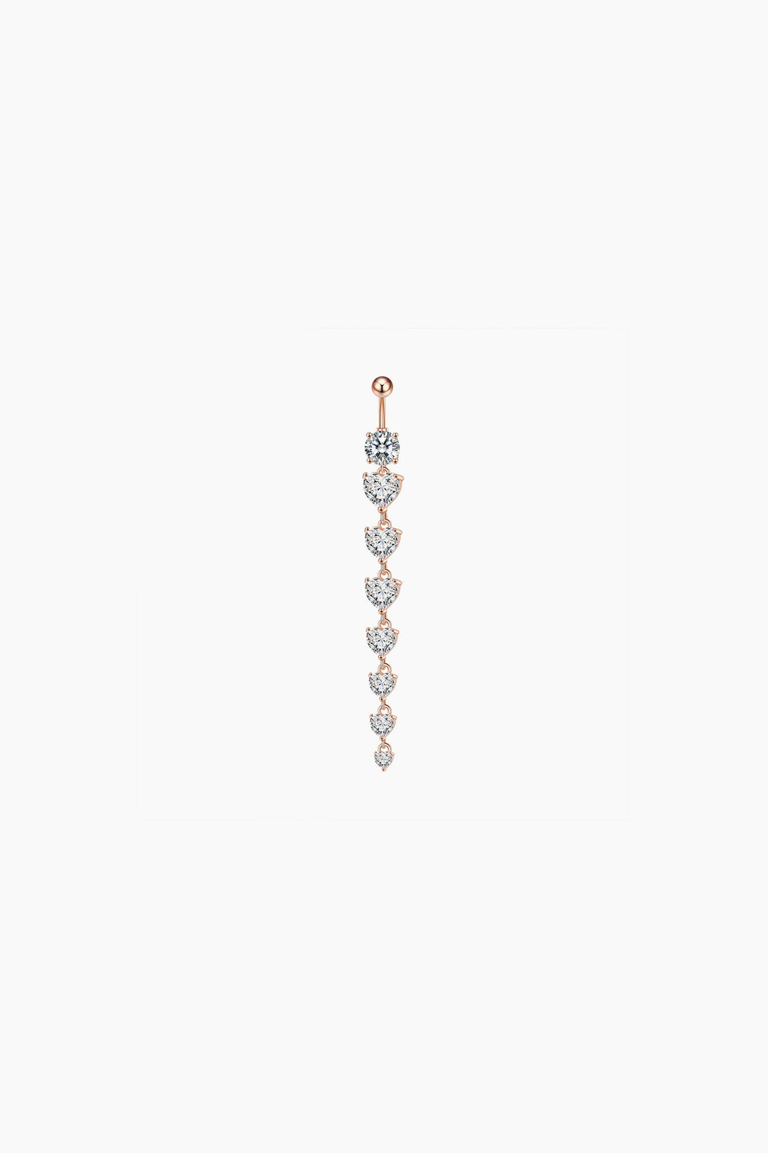 Y2K Surgical Steel Heart Shaped Crystal Rhinestone Tassel Decor Belly Rings, Dainty Diamond Belly Bar, Available in Silver & Rose Gold  (48 Hour Dispatch)
