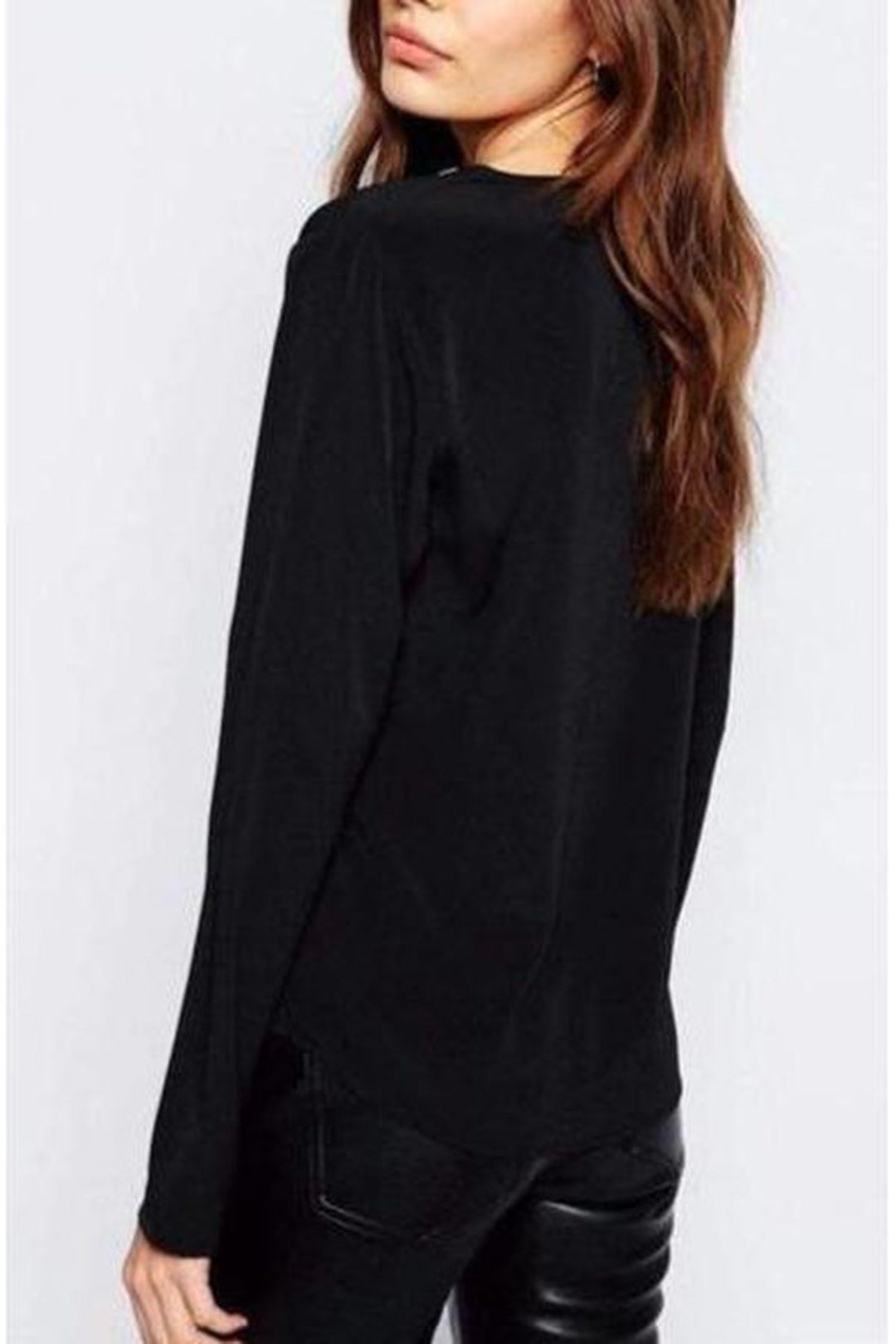 Keep It Classy Black Long Sleeve Zip Front Blouse - Hayati London