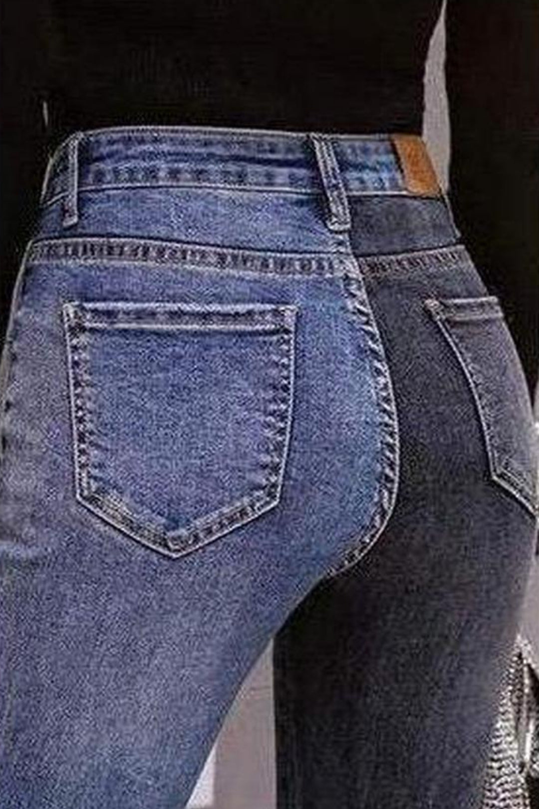 Cowgirl Black & Blue Denim Patchwork Flared Jeans - Hayati London