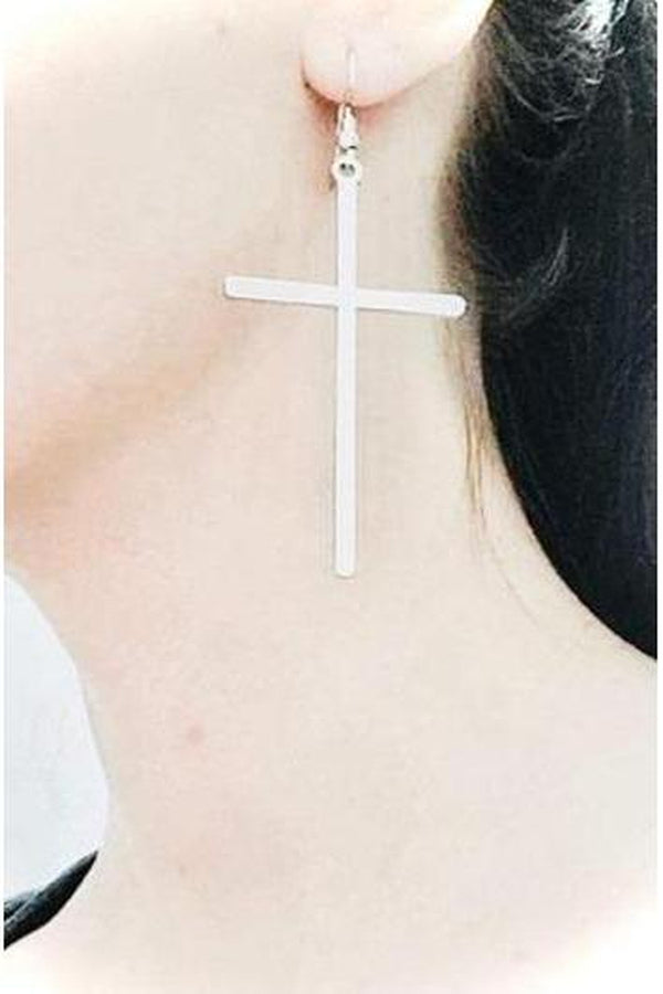 Summer Love Fashion Big Long Cross Earrings Gold Silver Color Dangle Drop Earrings for Women - Hayati London