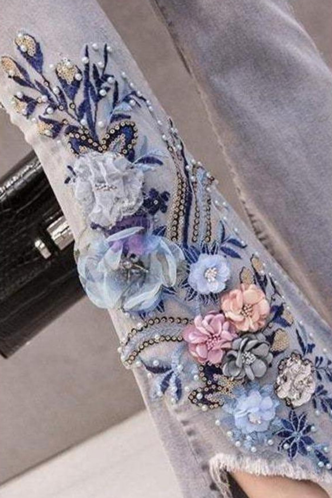 I'll Bring You Flowers Grey Wash Flared Jeans - Hayati London