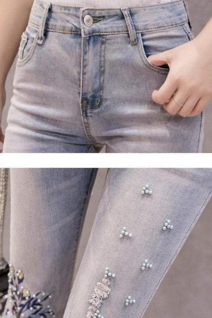 I'll Bring You Flowers Grey Wash Flared Jeans - Hayati London