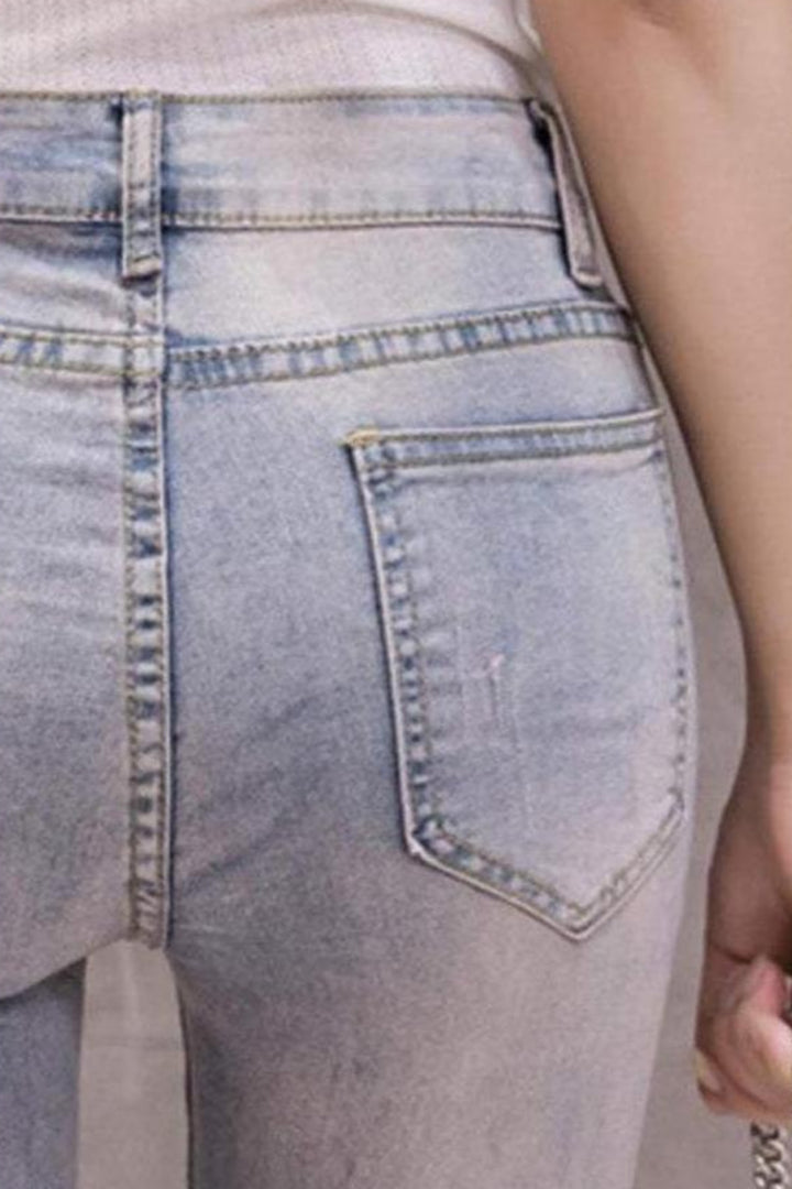 I'll Bring You Flowers Grey Wash Flared Jeans - Hayati London